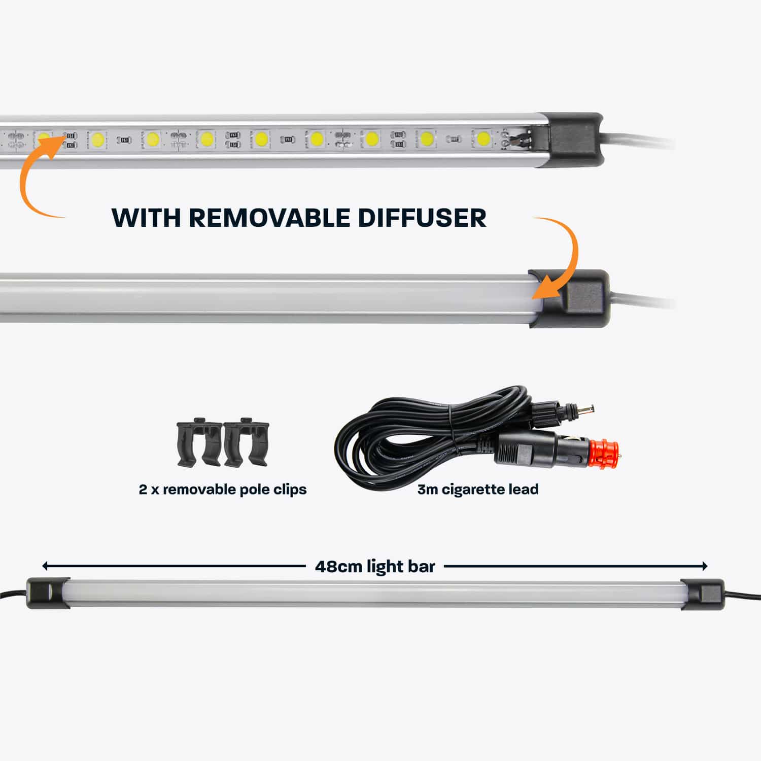 48cm White LED Light Bar Kit with Diffuser – HARDKORR